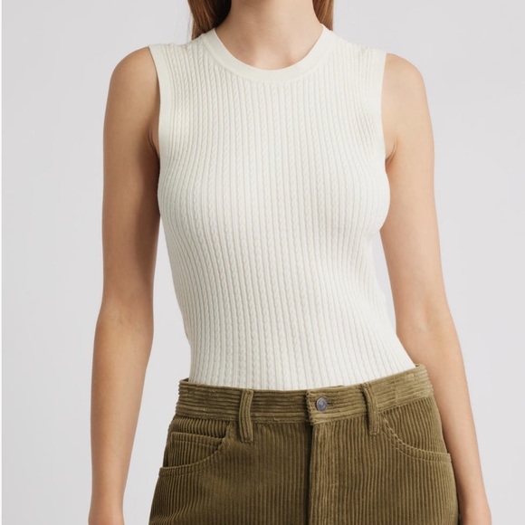 Frame Denim Ivory Ribbed Tank Top - Picture 6 of 14
